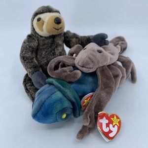 Ty Beanie Babies 8" Curious Creatures Lot: Slowpoke, Stinger, Rainbow